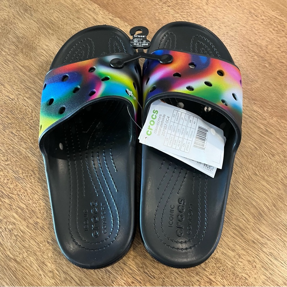 CROCS Classic Solarized Slides Men's 9 / W 11 Slide Sandals Black Flip Flop New - Picture 4 of 5